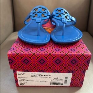 Tory Burch Bright Blue Leather Sandals